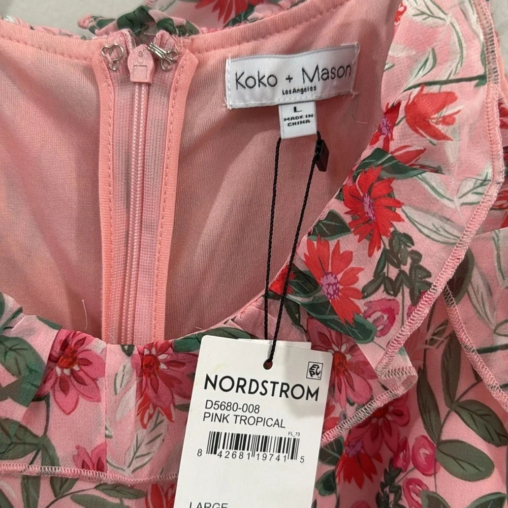 NWT Koko and Mason Nordstrom floral ruffle mini babydoll dress croquette - Picture 6 of 6